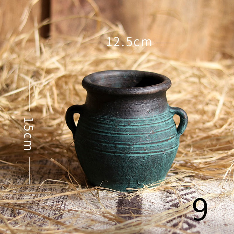 Flower Ware Antique Handmade Old Pottery Pot Flower Pot Earthen Jar Flower Arrangement