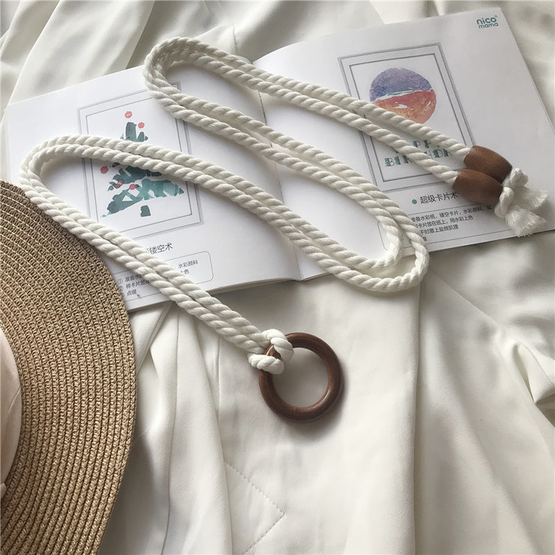 Cotton And Hemp Rope Dress Sub Belt