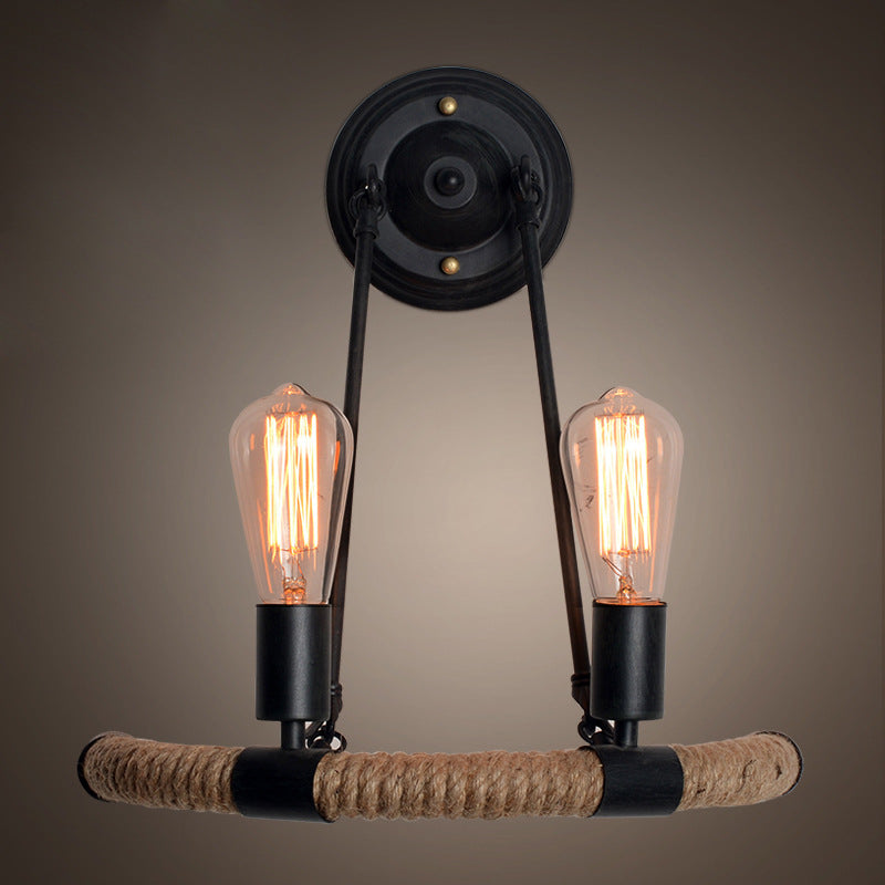 Aisle Corridor Hemp Rope Wrought Iron Wall Lamp