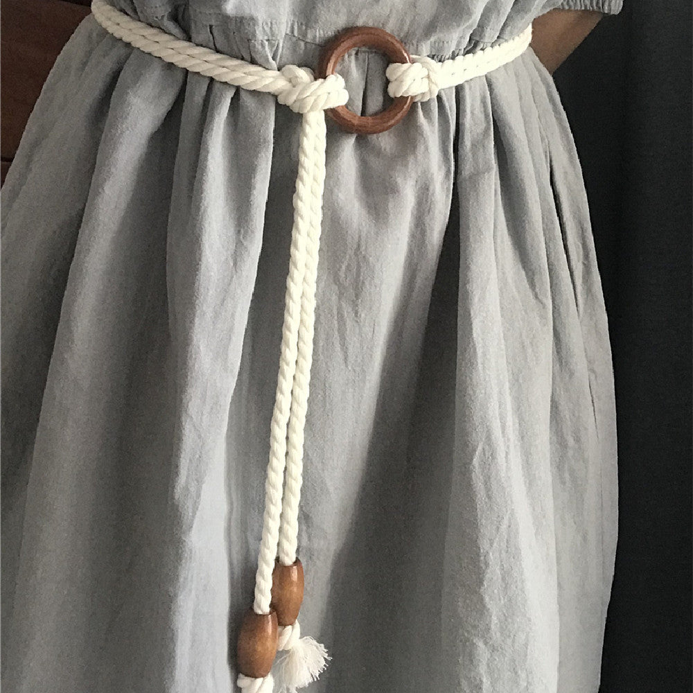 Cotton And Hemp Rope Dress Sub Belt