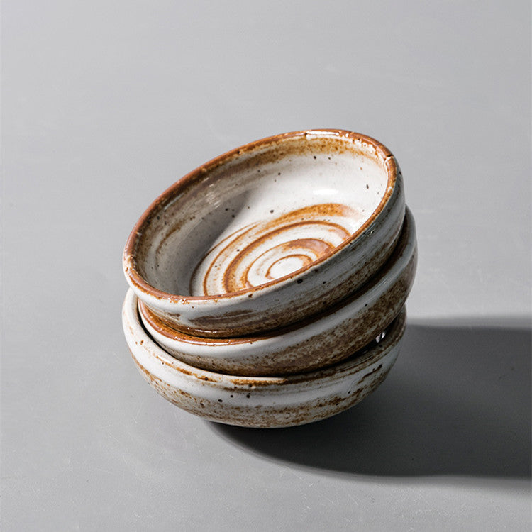 Household Handmade Rough Pottery Snack Plate Tableware