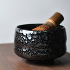 Japanese Black Tianmu Partridge Oil Drop Glazed Matcha Bowl Coarse Pottery Tea Set