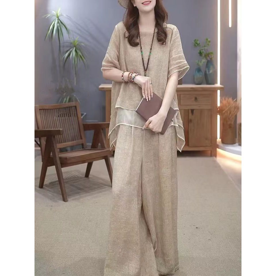 Retro Tencel Cotton And Hemp Set For Women