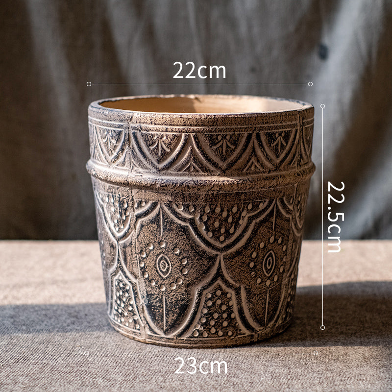 Vintage Art Red Pottery Flower Pot Classic Element Flower Ware Clay Pot