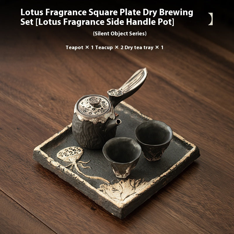 Household One Pot, Two Cups Wabi Sabi Air Dried Foam Set, Rough Pottery Retro