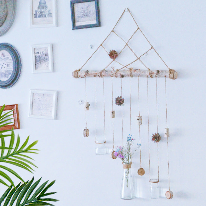 Northern European Pastoral Hemp Rope Natural Stick Hanging Curtain Decoration