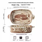 Handmade Coarse Pottery 8-inch Double Handle Disk Anti-scald Deep Plates