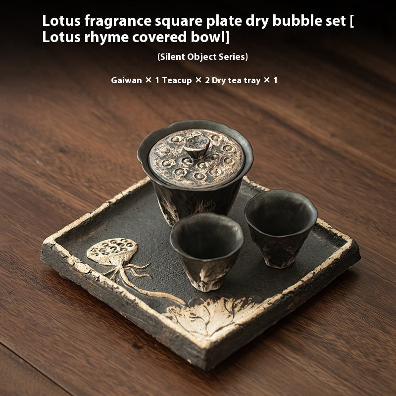 Household One Pot, Two Cups Wabi Sabi Air Dried Foam Set, Rough Pottery Retro