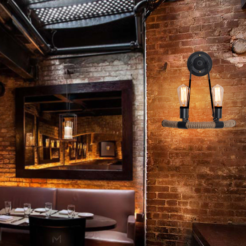 Aisle Corridor Hemp Rope Wrought Iron Wall Lamp